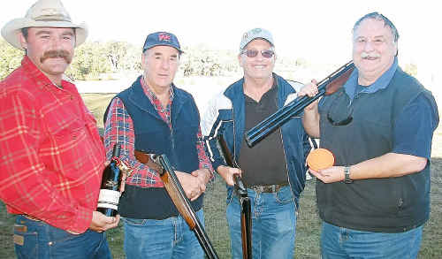 Reaping the rewards of a hard day’s clay target shooting were winners (from left) overall high gun Rob Auger, Ray Wingett, Merv Bray and Steve Hall. Reaping the rewards of a hard day’s clay target shooting were winners (from left) overall high gun Rob Auger, Ray Wingett, Merv Bray and Steve Hall.